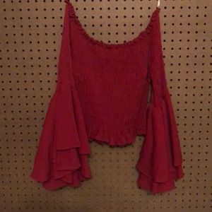 Flare Sleeve Ruched Body Top